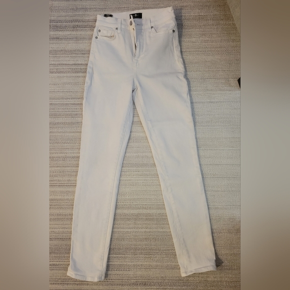 7 for all mankind high waist skinny in luxe white size 24 - Picture 2 of 6